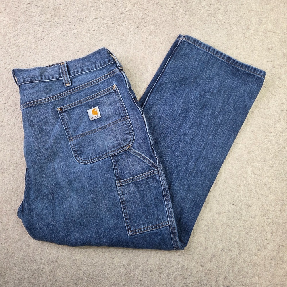 Carhartt Blue Jeans Relaxed Straight Men's 44x30 Blue Denim Workwear 100069-479